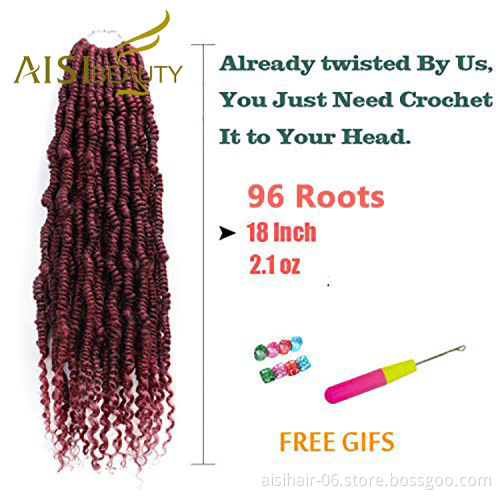 Aisi Beauty Goddess Faux Locs Red Crochet Braids Hair Extensions Synthetic Faux Locks Braids Hairpieces Synthetic Braiding Hair